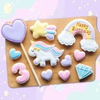 【DXユニコーンバースデーセット】アイシングクッキー クッキー ケーキデコレーション バースデーケーキ 誕生日 ケーキトッピング ケーキデコレーション かわいい お菓子 ユニコーン 女の子 男の子 