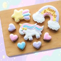 【ユニコーンバースデーセット】アイシングクッキー クッキー ケーキデコレーション バースデーケーキ 誕生日 ケーキトッピング ケーキデコレーション かわいい お菓子 ユニコーン 女の子 男の子 