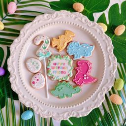 【誕生日・記念日】COLORFUL DINOSAUR セミオーダーアイシングクッキー 7～11枚入り