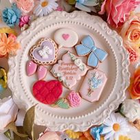 【誕生日・記念日】FLOWER RIBBON セミオーダーアイシングクッキー 9枚入り
