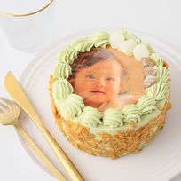 【店頭受取】【あんこや栗をサンド♪】抹茶写真ケーキ 4号