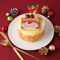 【店頭受取】【お好きな画像でお作りします】クリスマス写真クッキーケーキ マロン 4号 