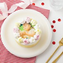 【店頭受取】【お好きな写真でお作りします】フラワー写真ケーキ 4号 