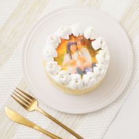 【店頭受取】【白砂糖不使用】豆乳クリームファーストバースデー写真ケーキ 4号