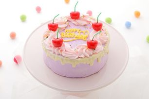 【店頭受取】さくらんぼケーキ パープル×ホワイトチョコレート 4号《センイルケーキ》