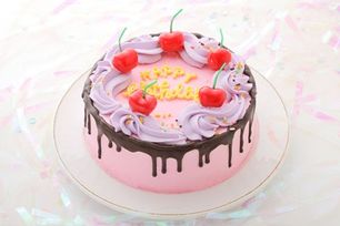 【店頭受取】さくらんぼケーキ ピンク×チョコレート 4号《センイルケーキ》