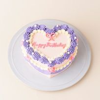 【店頭受取】ハートの韓国風ヴィンテージケーキ 4号 12cm《センイルケーキ》