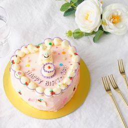 【店頭受取】立体うさぎのハート型センイルケーキ 5号