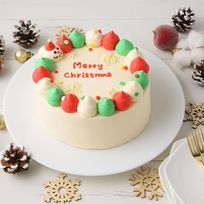 【店頭受取】韓国風ぶらさがりスノーマンのクリームデコレーション 4号