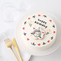 【店頭受取】イラストクッキー クラッカー 韓国風センイルケーキ 生クリームデコレーション 4号