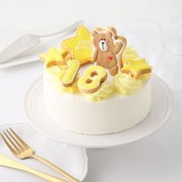 【店頭受取】キャラクターとナンバークッキー付き生クリームデコレーション 星 4号