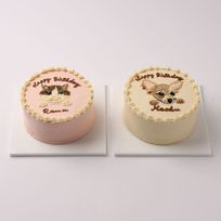 【店頭受取】色が選べるペットのイラストケーキ 4号 