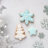 【店頭受取】クリスマスアイシングクッキー 3枚ギフトセット（水色・ツリー）