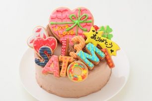 【店頭受取】生チョコ苺ショート ラブリーアイシングクッキーケーキ 4号 12cm（お得なアイシングセットです） ギフトに最適 