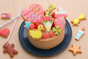 【店頭受取】生チョコ苺ショート あなただけの選べるアイシングクッキーケーキ 4号 選んで楽しい！！ ＊アイシングデコ当日配送商品始まりました！ ギフトに最適 