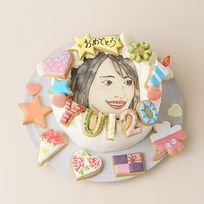 【店頭受取】純生苺ショート 似顔絵アイシングクッキーケーキ イラストケーキ 4号 ギフトに最適