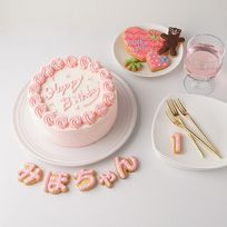 【店頭受取】【美味宣言】名前付き選べるアイシングクッキー 生クリーム絞り飾り センイルケーキ（赤） クリームカラーは5色から選べます 4号