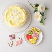 【店頭受取】【美味宣言】選んで楽しい アイシングクッキー 生クリーム絞り飾り センイルケーキ（黄） クリームカラーは5色から選べます 6号