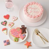 【店頭受取】【美味宣言】選んで楽しい アイシングクッキー 生クリーム絞り飾り センイルケーキ（赤） クリームカラーは5色から選べます 4号
