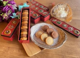 【店頭受取】【卵、乳、小麦、白砂糖不使用、グルテンフリースイーツ】ボタニカルサブレ カカオ、黒糖バニラサブレ缶 2種アソート 《ヴィーガンスイーツ》 《無添加》《アレルギー配慮》 