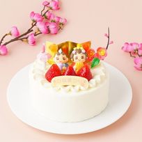【店頭受取】【特選ヨーグルトクリーム仕立て】お雛ケーキ 苺デコレーション 4号 12cm 