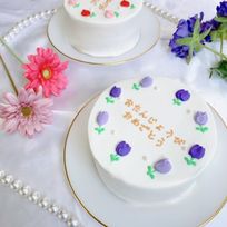 【店頭受取】フラワーケーキ ~お花は2色選べます♪~ 4号《チューリップ｜センイルケーキ｜韓国｜お好きな色とメッセージ✧》 
