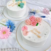 【店頭受取】選べる2色の薔薇ケーキ♪ 4号《18色からお好きな2色の組み合わせ｜薔薇｜センイルケーキ｜メッセージ｜韓国》
