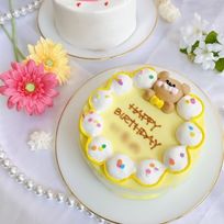【店頭受取】くまちゃんセンイルケーキ 4号《選べる8色｜くま｜バースデーケーキ｜韓国｜お好きな色とメッセージ♪》