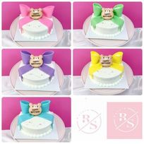 【店頭受取】くまのリボンケーキ✧ 5号《選べる8色｜リボン｜センイルケーキ｜アイシングクッキー｜韓国｜誕生日や記念日のお祝いに♪》