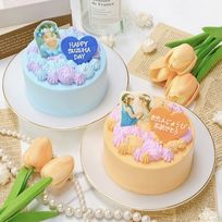 【店頭受取】ローズブーケ写真ケーキ♪ 4号《お好きな2色の組み合わせ｜お好きな写真で✧》