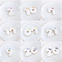 【店頭受取】キルティング数字アイシングクッキー《選べるリボン9色♪ 1枚からオーダー可能です！》 