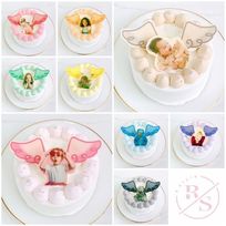 【店頭受取】天使の羽プリントケーキ✧ 4号《選べる9色｜写真ケーキ｜センイルケーキ｜韓国｜お好きなお写真でお作りします♪》