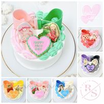 【店頭受取】ハーフリボンプリントケーキ✧ 4号《9色の中から2色選べる｜写真ケーキ｜センイルケーキ｜韓国｜お好きな写真とメッセージ♪》