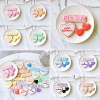 【店頭受取】うちわ文字クッキー＆ハートプレートセット《選べる9色｜小ハートクッキー2枚付き♪》