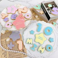 【店頭受取】◯2色選べるツインカラーアイシングクッキーセット（星）✧（プレートクッキー＋装飾星2つ）＋でお好きなアルファベットや数字をお選びください！全10色✧《アルファベットor数字：1枚》