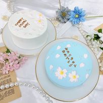 【店頭受取】◻︎ふんわりカラーの桜センイルケーキ✧ 4号《選べる9色｜韓国｜誕生日｜お好きなメッセージ✧》