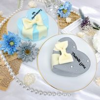 【店頭受取】◻︎ハート型ホワイトリボンセンイルケーキ✧ 4号《選べる9色｜ハート型｜韓国｜お好きなメッセージ✧》