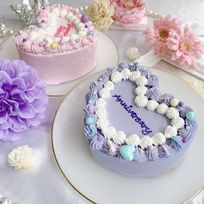 【店頭受取】◻︎ゆめふわハートセンイルケーキ✧ 4号《選べる9色｜ハート型｜韓国｜誕生日｜お好きなメッセージ✧》