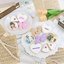 【店頭受取】◻︎いちごケーキアイシングクッキーセット✧（プリントクッキー付き）《選べる9色｜お好きなお写真とメッセージ♪》