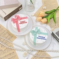 【店頭受取】◻︎present box リボンセンイルケーキ✧ 4号《選べる9色｜リボン｜ギフト｜韓国｜お好きなメッセージ✧》