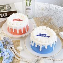 【店頭受取】◻︎シンプルドリップセンイルケーキ✧ 4号《選べる9色｜韓国｜誕生日｜お好きなメッセージ✧》
