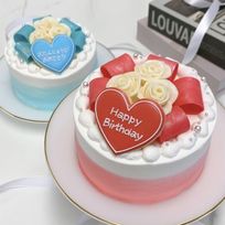 【店頭受取】◻︎キラキラリボンと白薔薇センイルケーキ 4号《選べる10色｜薔薇｜リボン｜韓国｜誕生日｜お好きなメッセージ✧》