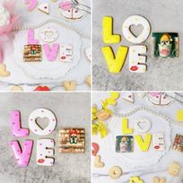 【店頭受取】◻︎LOVEプリントクッキーSET✧（正方形プリントクッキー＋LOVEアイシングクッキー）《選べる9色｜お好きなお写真で♪》