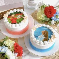 【店頭受取】◻︎海デザイン写真ケーキ✧ 3号《選べる9色｜プリントケーキ｜お好きなメッセージ✧》