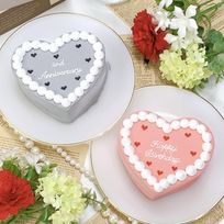 【店頭受取】◻︎ハート型プチハートドットセンイルケーキ✧ 4号《選べる9色｜韓国｜誕生日｜お好きなメッセージ✧》