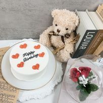 【店頭受取】◻︎ぷくぷくハートセンイルケーキ✧ 3号《選べる9色｜ハートデザイン｜韓国｜誕生日｜お好きなメッセージ✧》