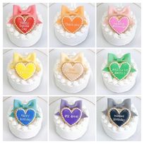 【店頭受取】◻︎ハートプレートクッキー付きパステルリボンケーキ✧ 3号《選べる9色｜お好きなメッセージ✧》
