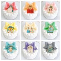 【店頭受取】◻︎写真プリントチョコ付きパステルリボンケーキ✧ 3号《選べる9色｜お好きなメッセージ✧》