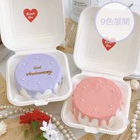 【店頭受取】◻︎ランチボックス入りシンプル大人なパステルケーキ【 カラバリ9色｜センイルケーキ｜韓国｜誕生日｜ドリップ｜お好きなメッセージ 】