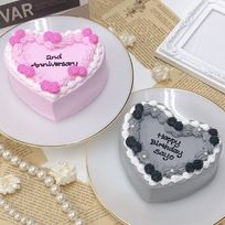 【店頭受取】◻︎パステルハート型 小さなローズセンイルケーキ 4号 12cm【 カラバリ9色｜韓国｜誕生日｜お好きなメッセージ 】
